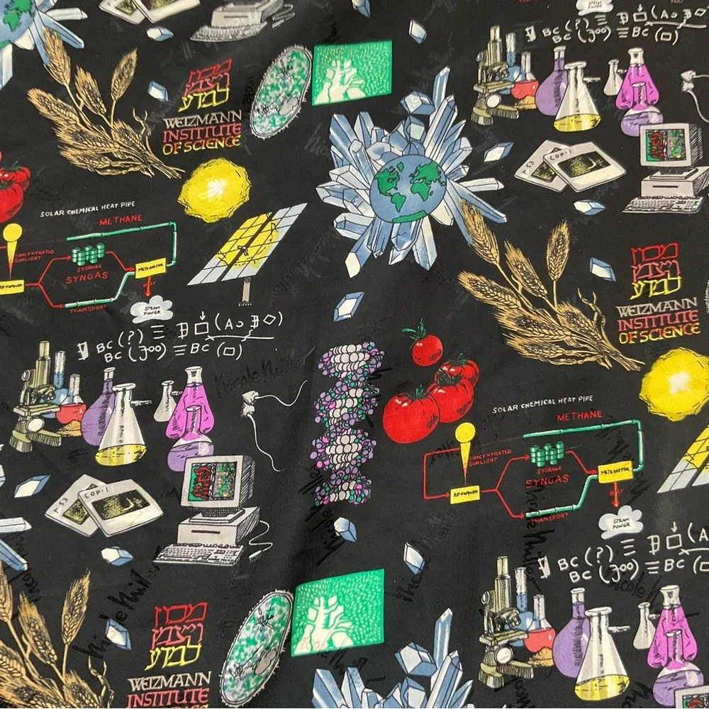 Nicole Miller 1995 Weizmann Institute Science Silk Scarf 42” DNA Solar Lab Print - Picture 5 of 8